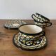 Set of 3 Breton earthenware cups & saucers