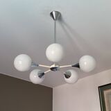 Sputnik chandelier with 5 globes. 1970. Space Age.