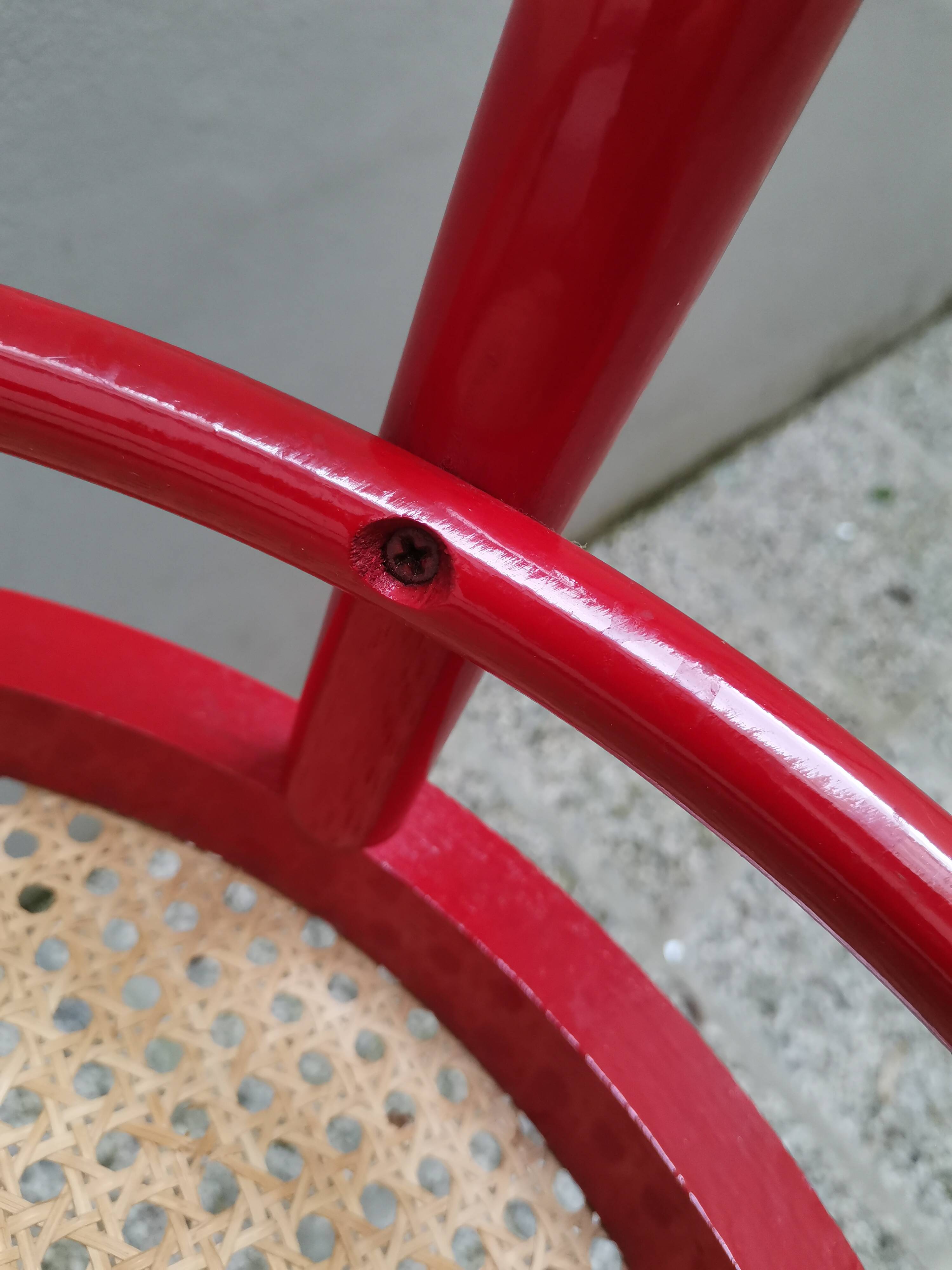 Chaise de salle à manger rouge, années 1980