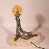 Lampe "otarie" art deco en bronze argenté