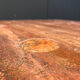 Angelo Mangiarotti red travertine coffee table for Up&Up, Italy