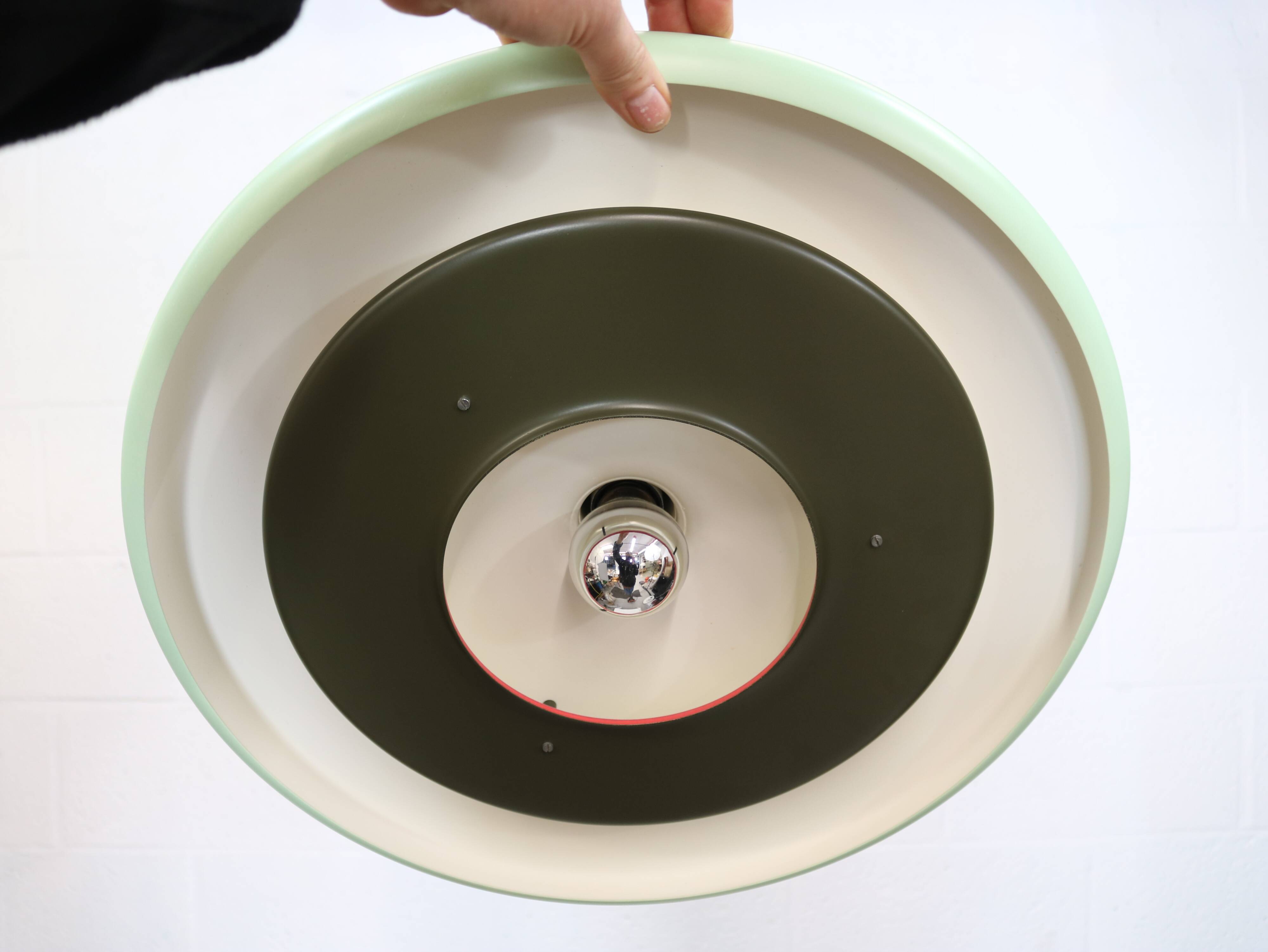 Mint green XL Fog & Morup Optima Pendant Lamp: Hans Due Design, Denmark 1970