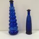 Lot de 2 vases soliflores en verre bleu torsadé