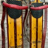 Vintage wooden Rossignol Hickory ski pair
