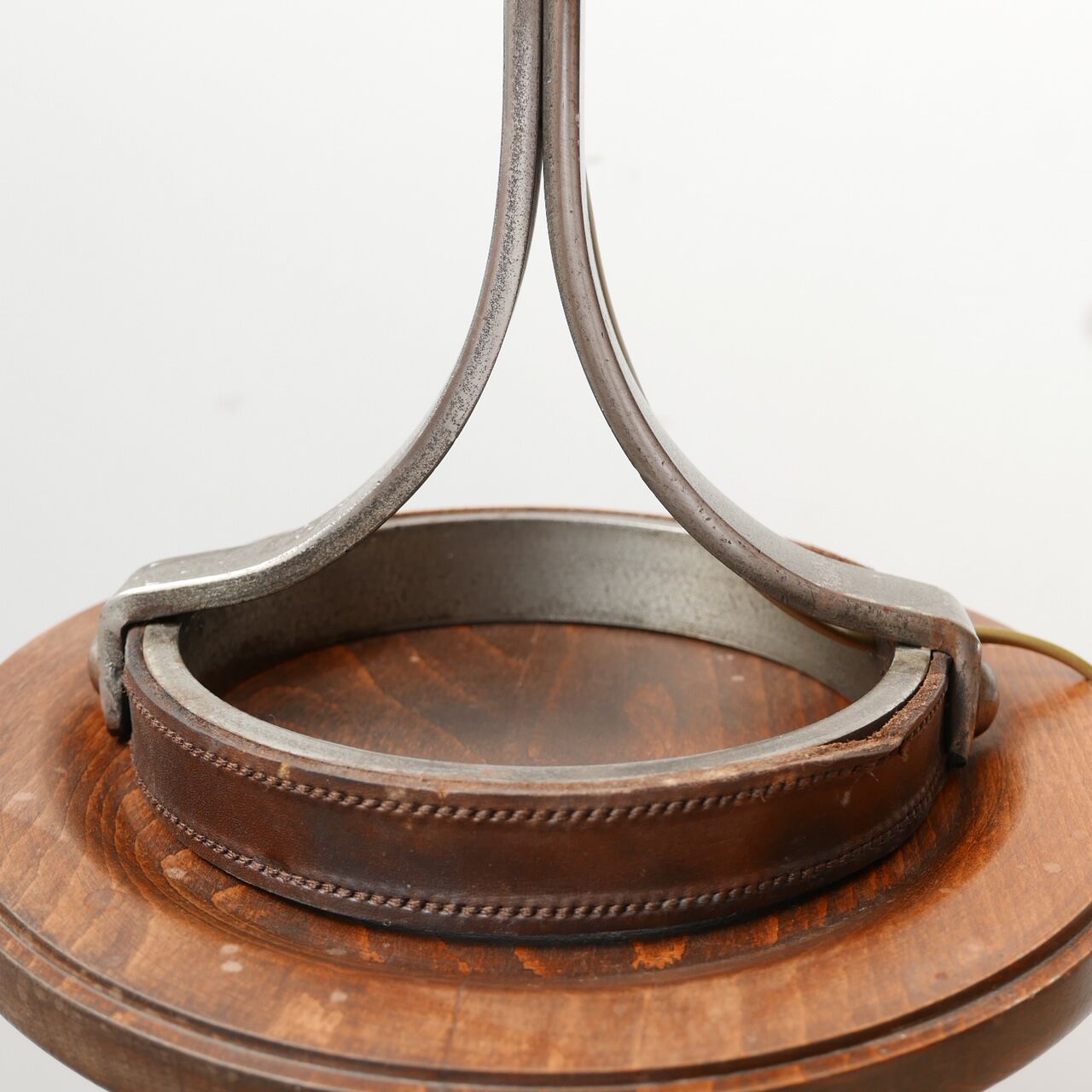 Mid-Century Leather and Iron Table Lamp by Jean-Pierre Ryckaert
