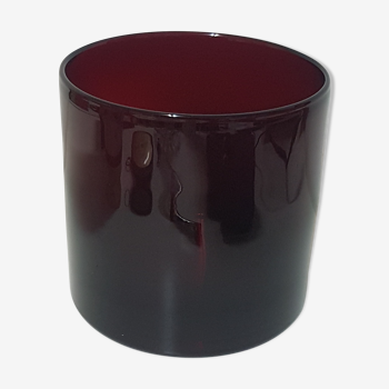 Beautiful Red Cylindrical Vase in Blown Glass