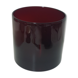 Vase cylindrique rouge en verre soufflé