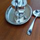 Vintage silver-plated metal sauce boat tableware