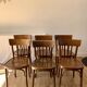 ensemble de 6 chaises bistrot en bois courbé années 50