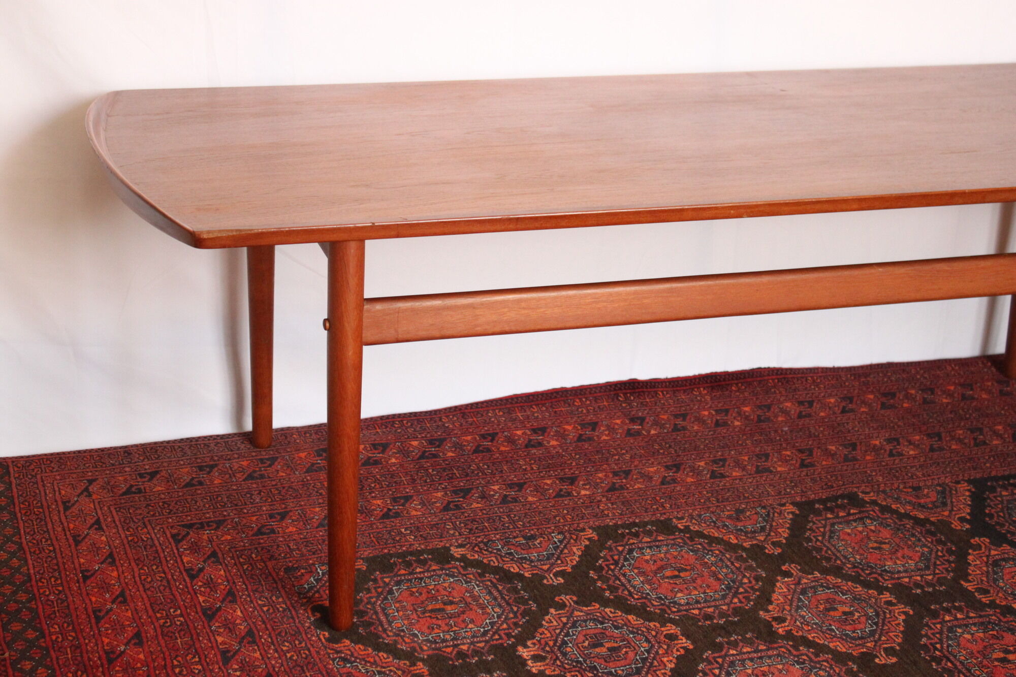 Scandinavian coffee table in teak and Briare enamels, vintage branded Bovirke