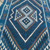 Tapis mergoum bleu fait main traditionnel 50x100