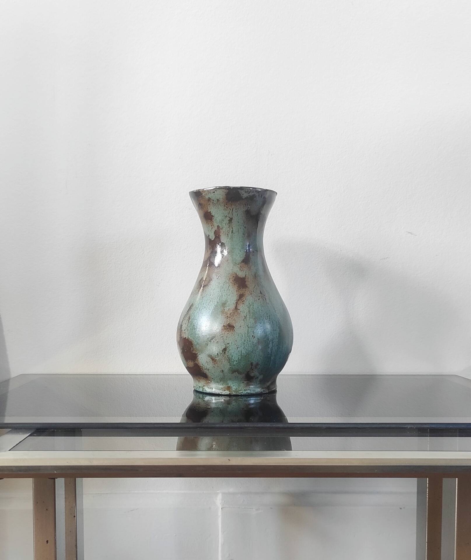Vase balustre vintage en céramique émaillée