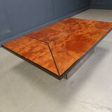 Vintage burl wood hidden bar coffee table, 1970s