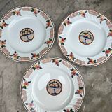 Plat et assiettes art deco, Longwy - décor Maurice