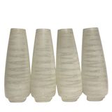 Set of 4 antique cone-shaped tulips in ribbed opaline glass for ap
