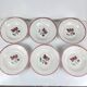 Set of 6 porcelain soup plates, Badonviller, red flower, 1950