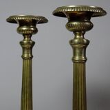 Pair of large 19th century church candlesticks in gilded bronze