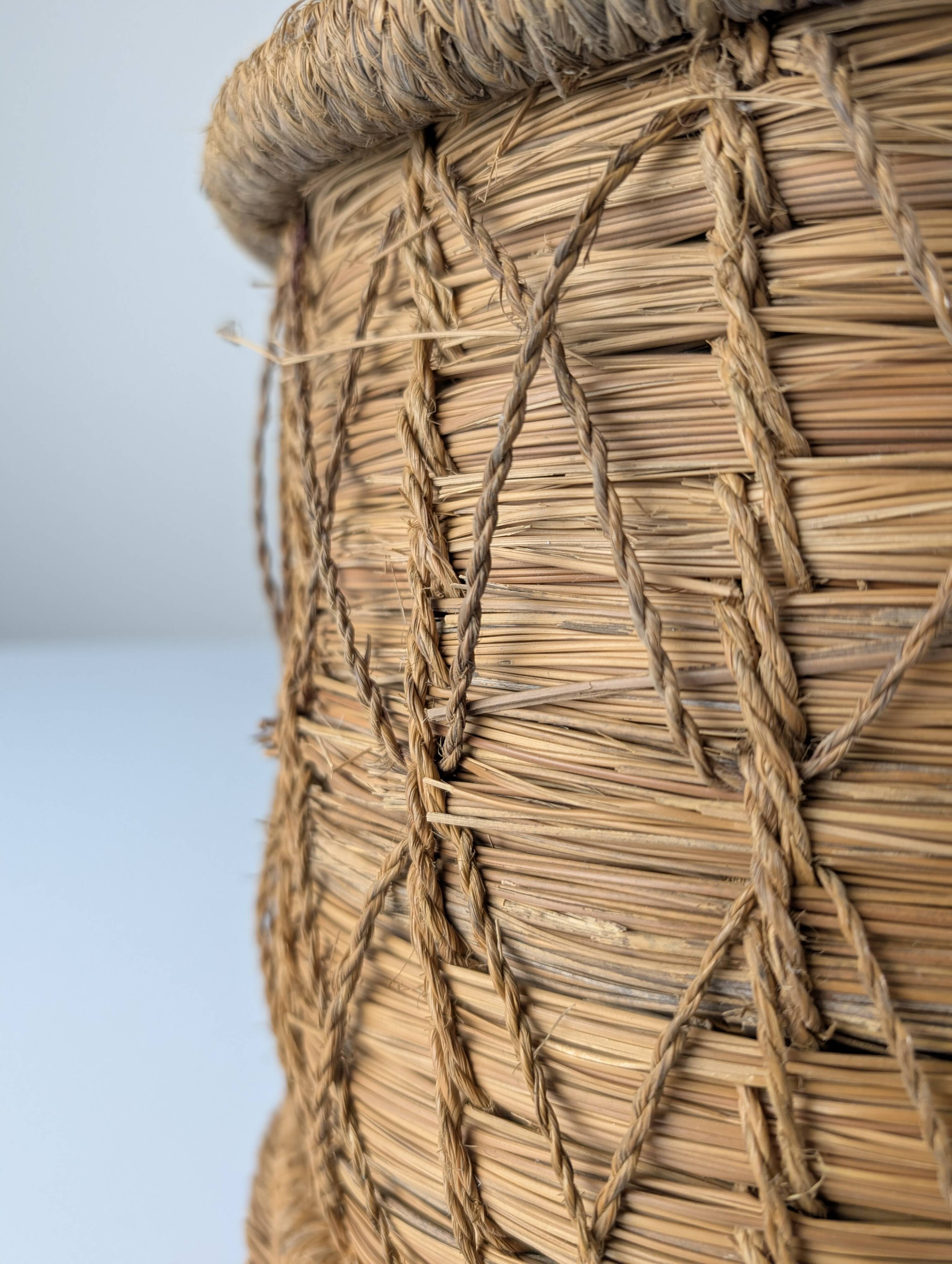 Rustic Pair of Spanish Andalusian Woven Esparto Baskets 1960s