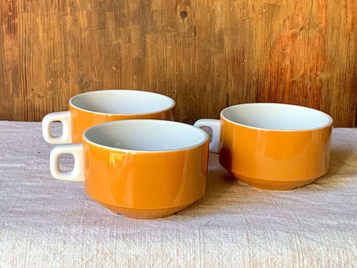 3 large vintage Sarreguemines chocolate cups