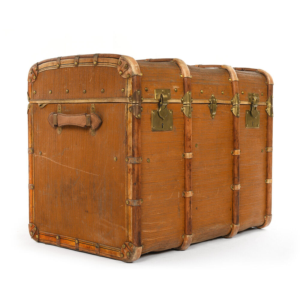 Wooden trunk with brass handles and handles