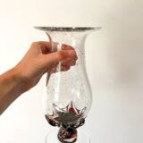 large bubbled glass vase and worked foot Biot style 70s