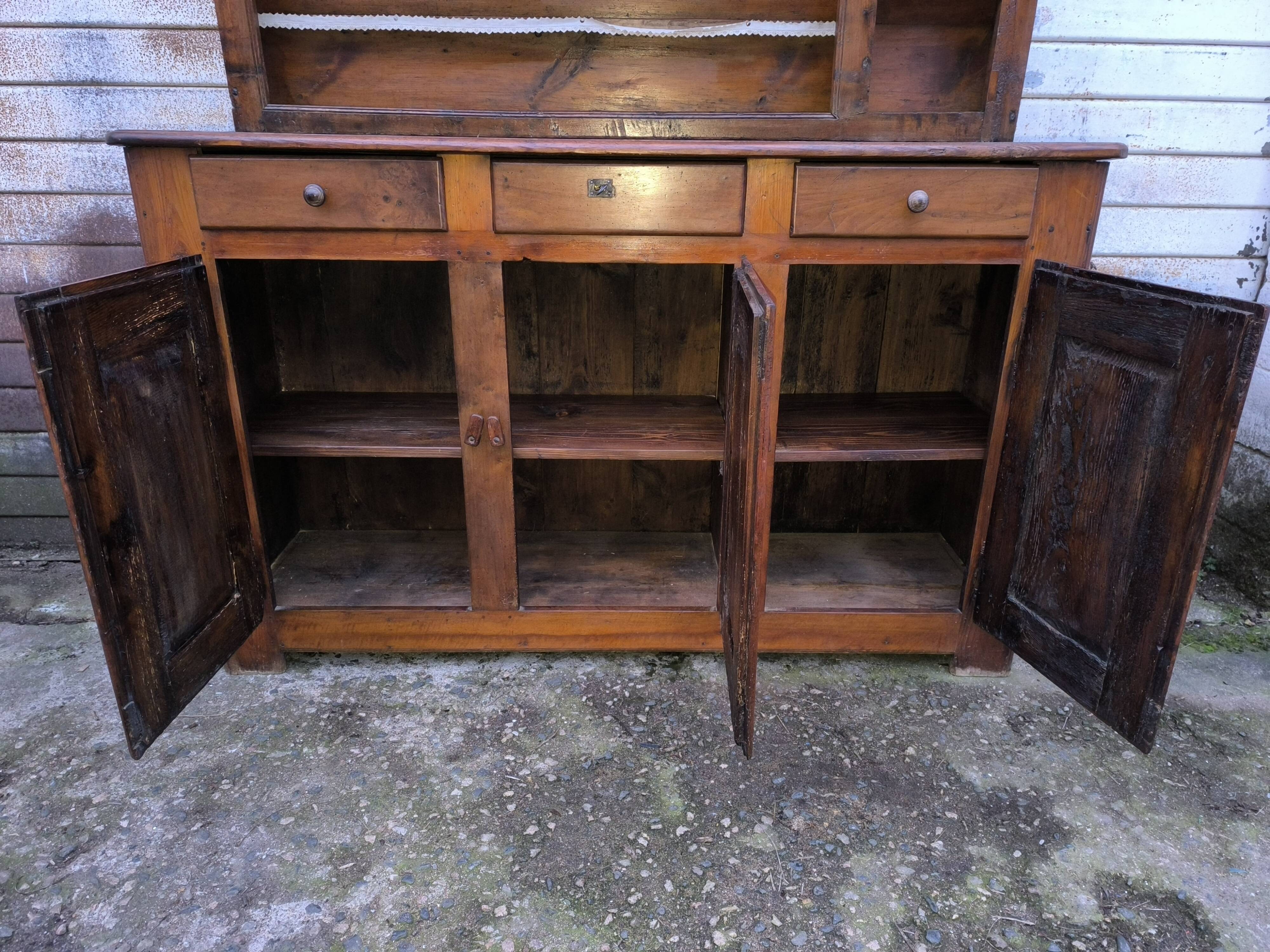 Vintage rustic Parisian sideboard with 3 doors and 3 drawers