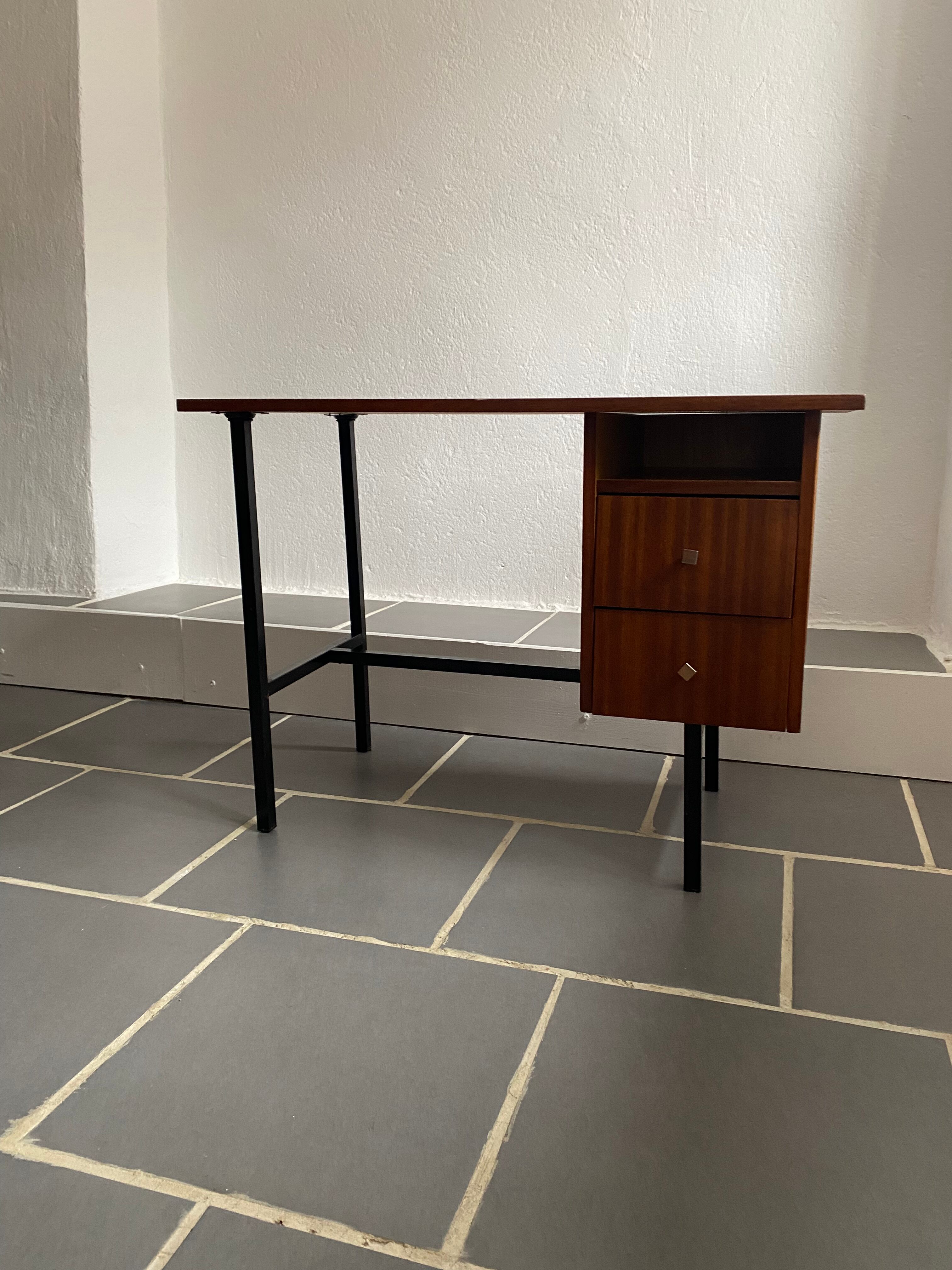 Vintage wood and metal desk 60s