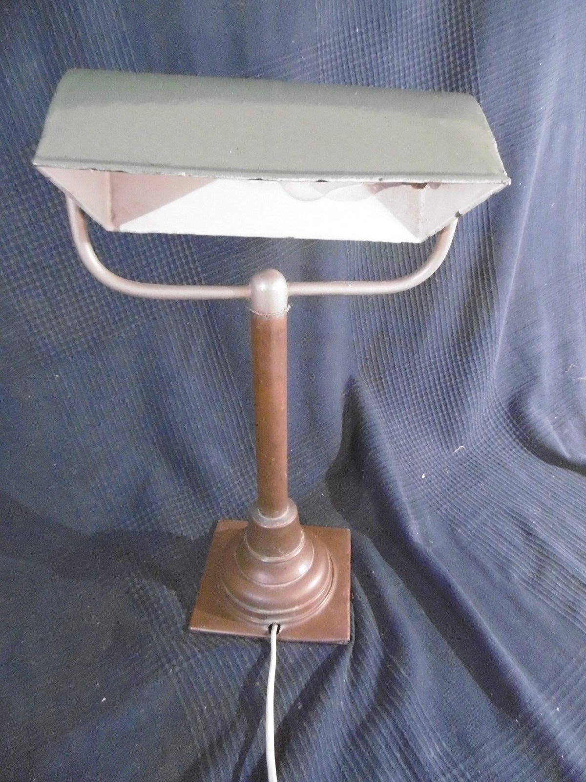 Copper desk lamp and industrial green enamel lampshade 1900
