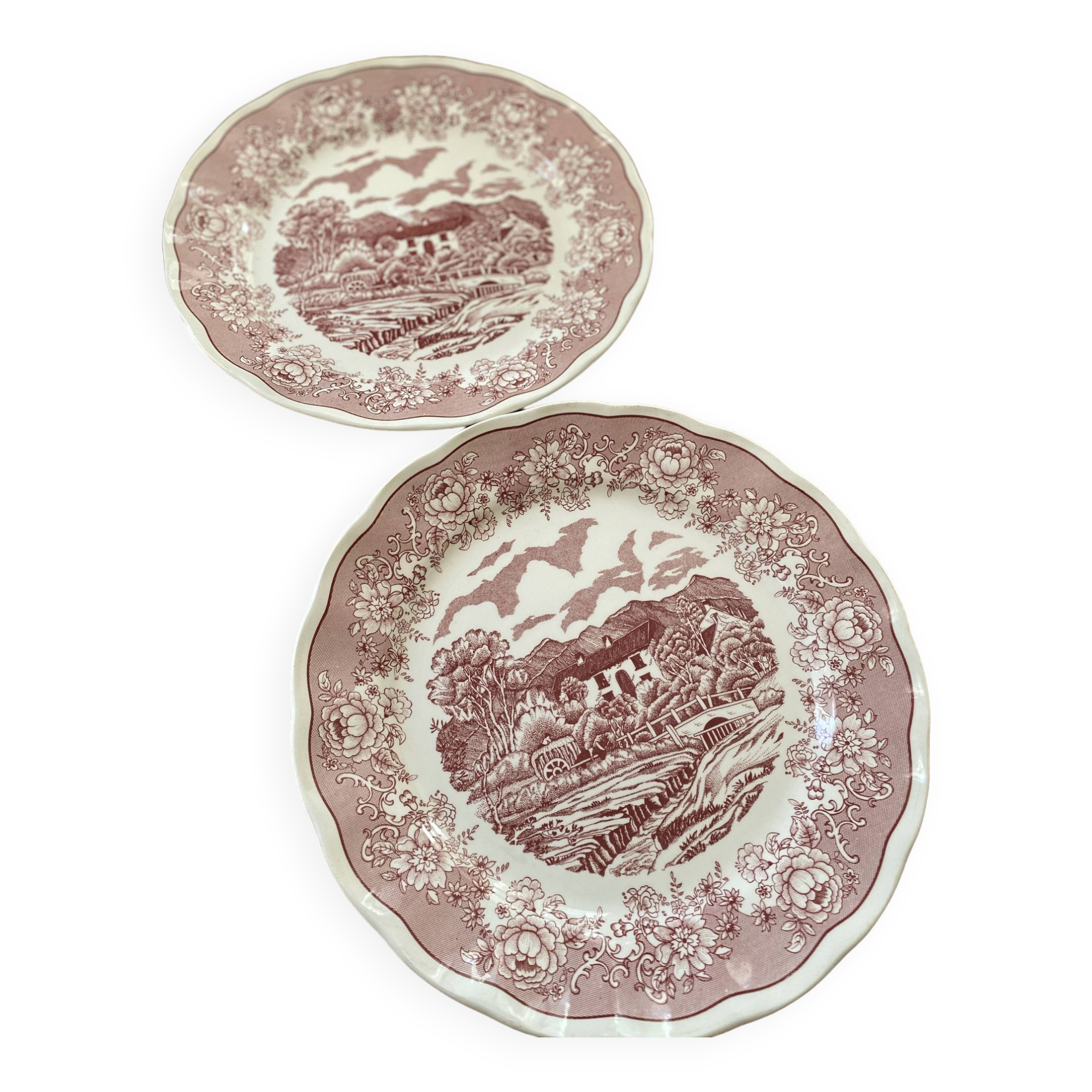 2 English Landscape serving dishes