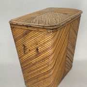 Pencil reed rattan bamboo chest or trunk, 1950s-1960s