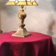 Art deco bronze and brass lamp h40x30 tiffany glass style lampshade