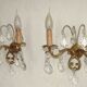 Pair of French Vintage Bronze Double Wall Lights Assorted Crystals 5331