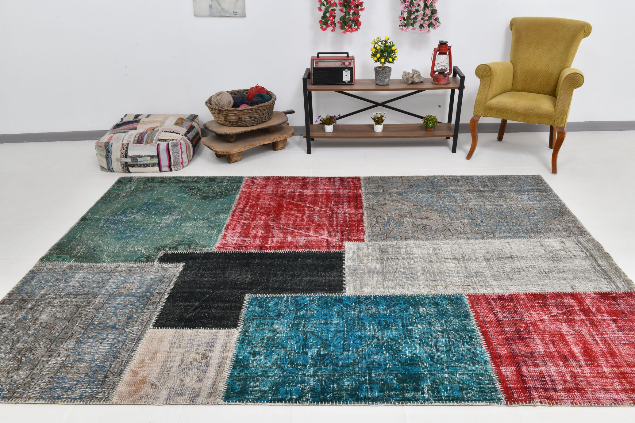 7x10 distressed multciolor vintage rug 301x220cm