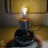 Large vintage lamp base in glazed brown ceramic