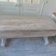 Console, solid walnut table, foldable extensions, grey patinated legs.