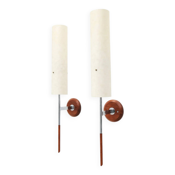 Paire d'appliques de Gustaf en bois et métal, Suède 1980 — Beyit