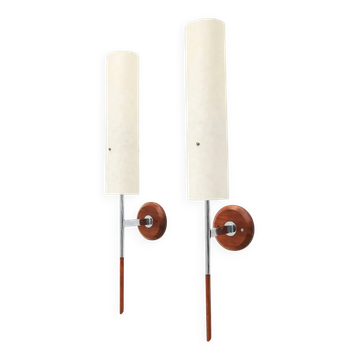 Paire d'appliques de Gustaf en bois et métal, Suède 1980