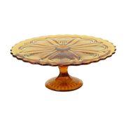 Art Deco Amber Cake Plate Pastry Dish Depression Glass 27cm