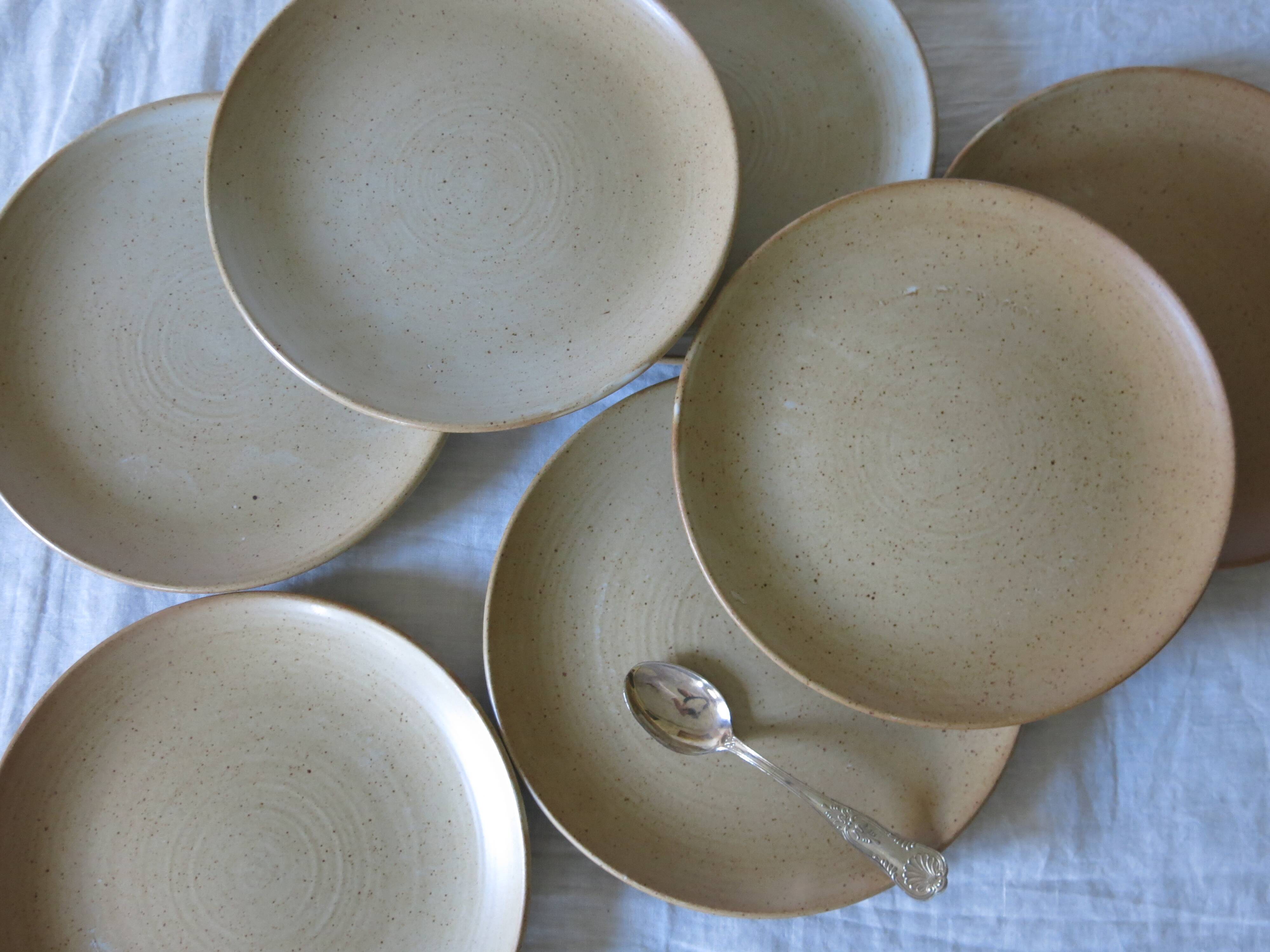 7 “Grès village France” dessert plates in very good condition
