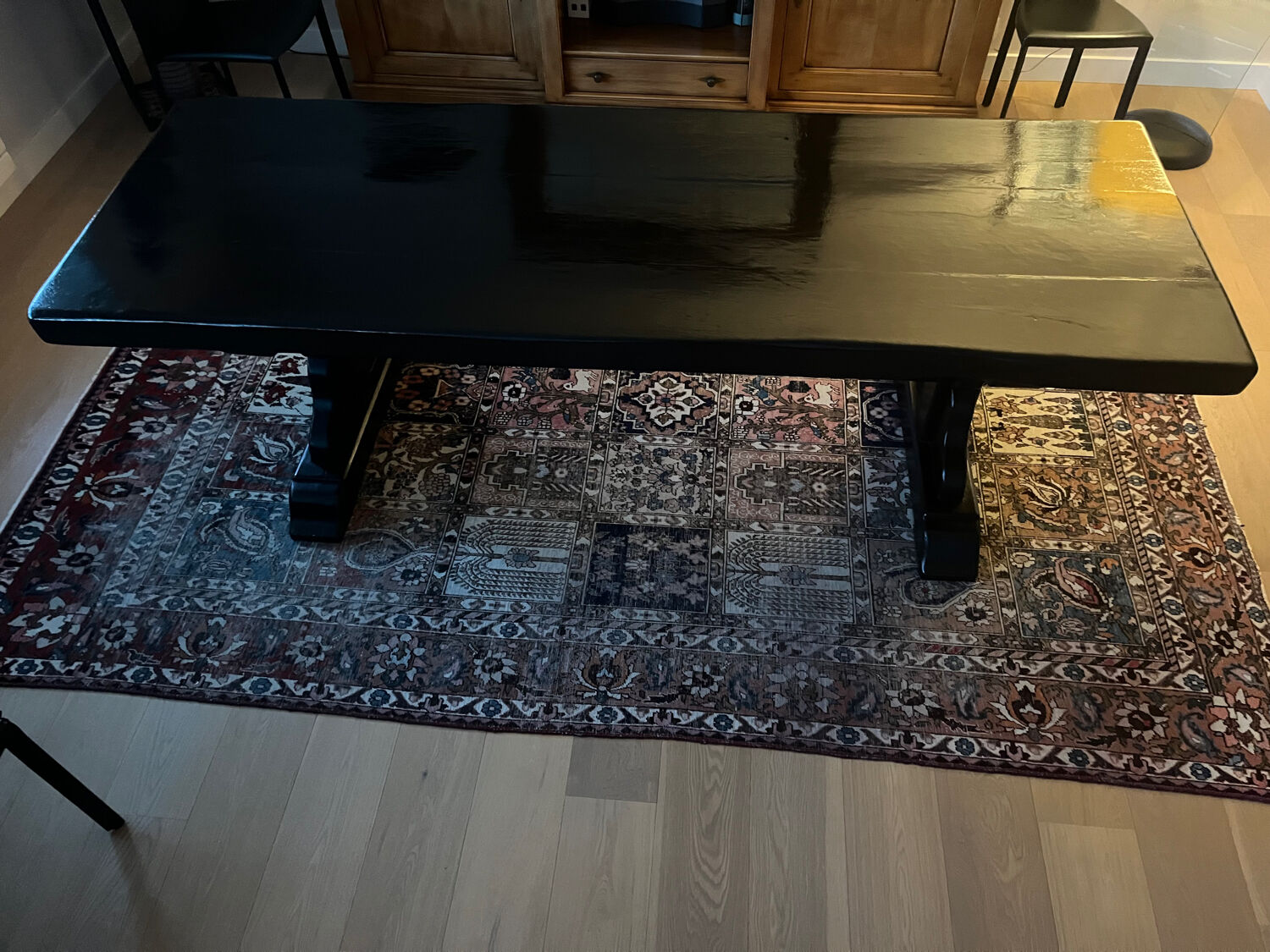 Monastery table in solid oak, black lacquered.