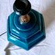 2 blue crackle ceramic desk lamp bases, 1950s
