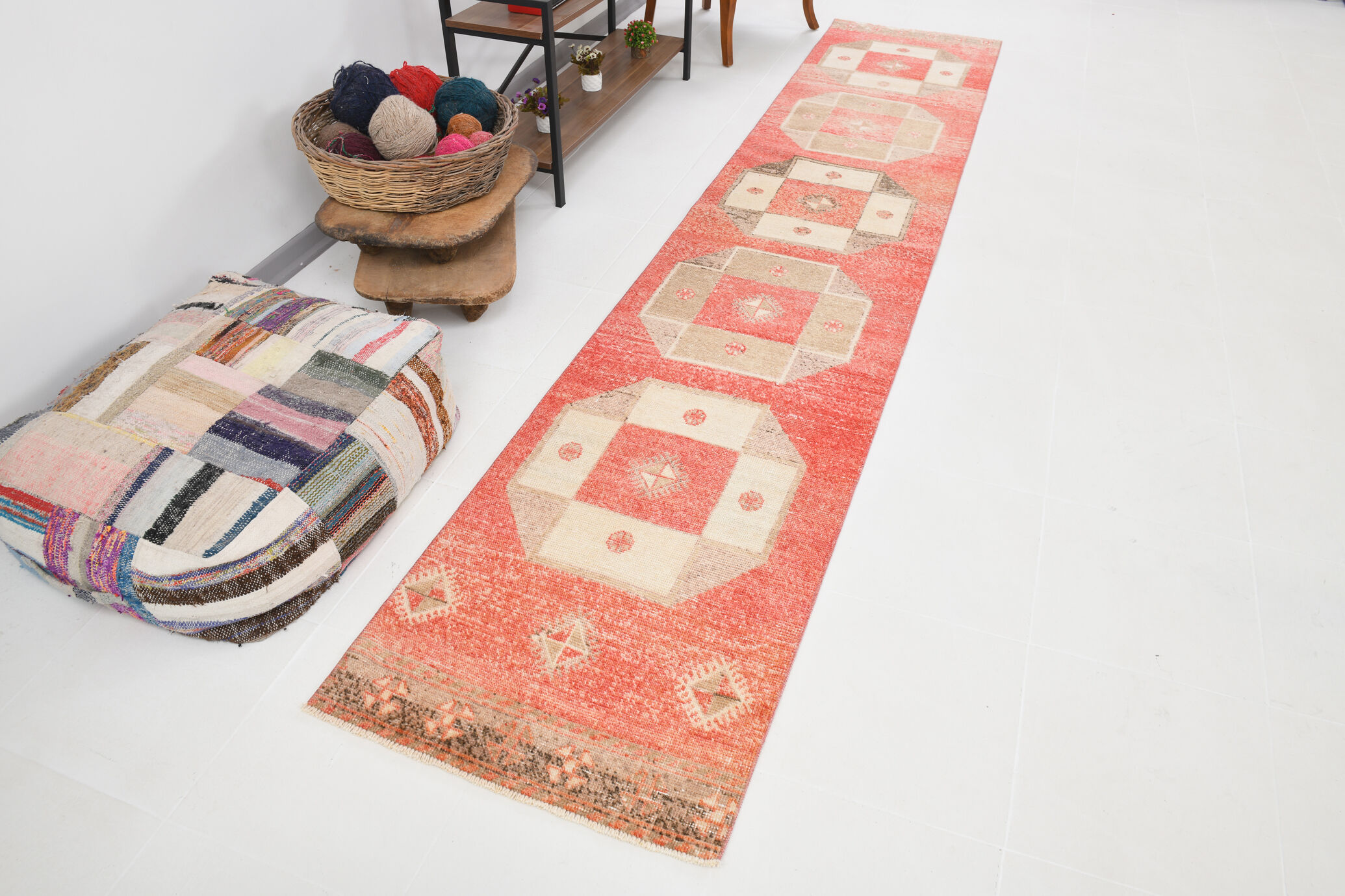2x12 pale red turkish runner rug, 75x385cm