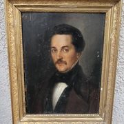 19th Century Portrait of a Young Man Oil Painting, Framed