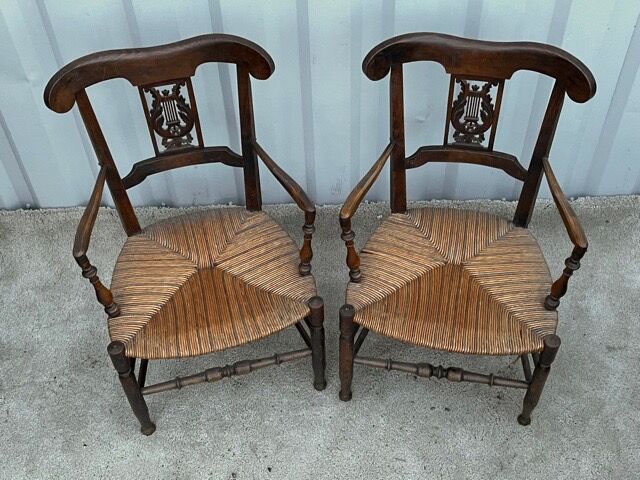 Nice pair of straw armchairs