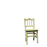 Formica and yellow wood chair