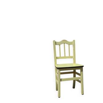 Formica and yellow wood chair