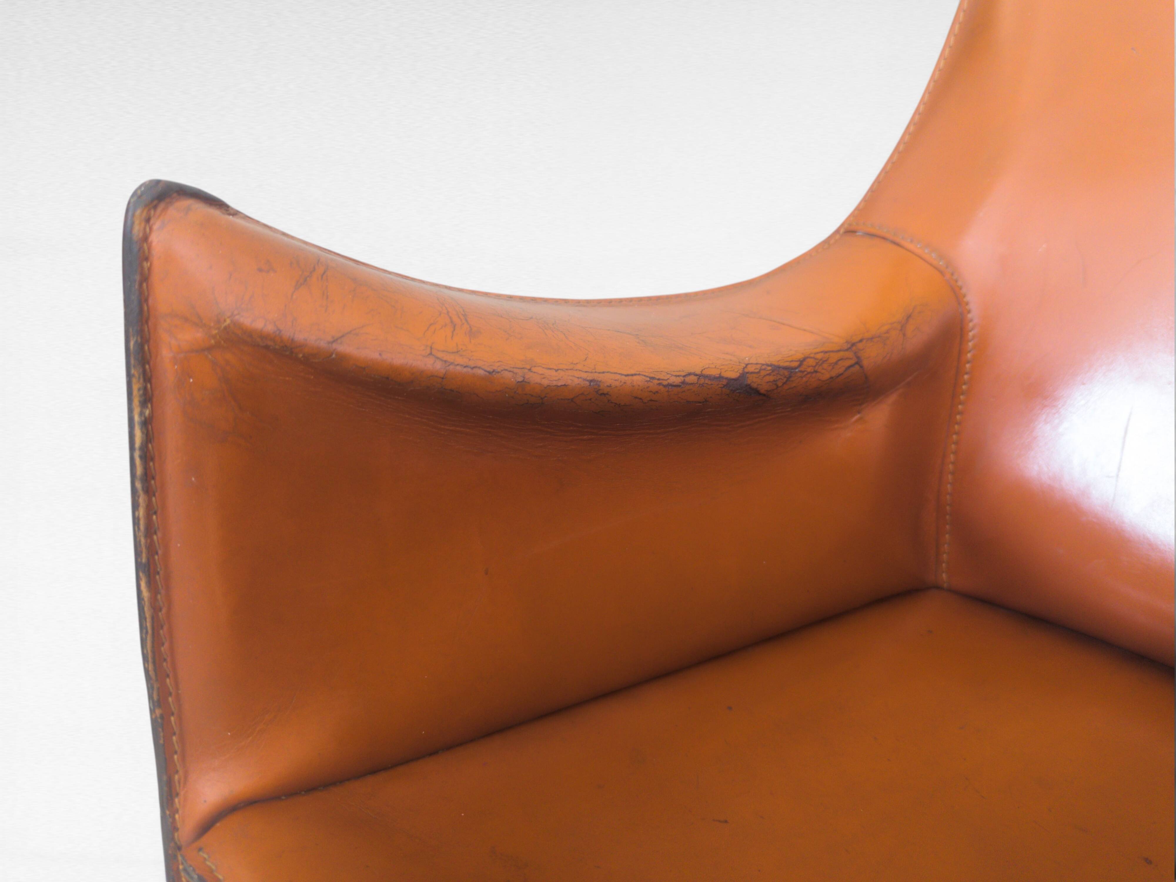 CAB 413 Chair in Cognac Leather by Mario Bellini for Cassina, Italy, 1970s
