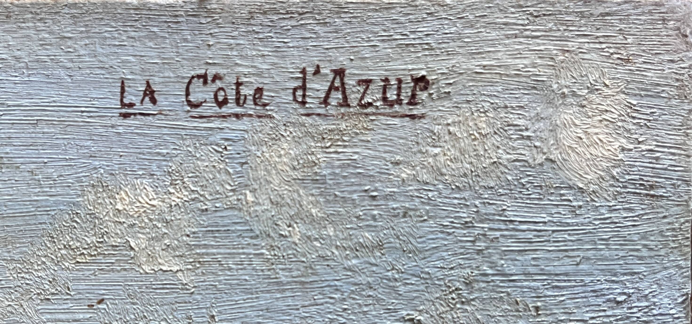 Tableau HSP "Bord de mer Côte d'Azur" Marine signée vers 1950