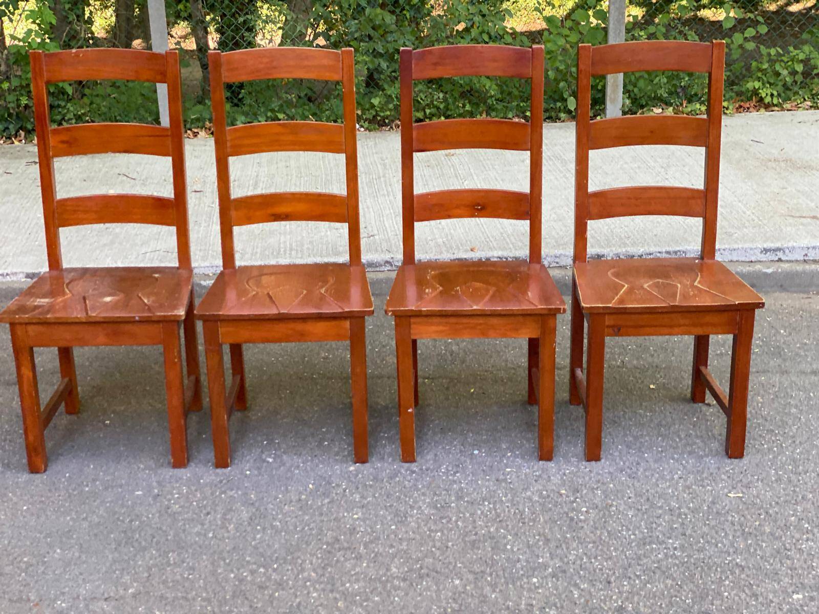 4 solid wood dining chairs in modern country style