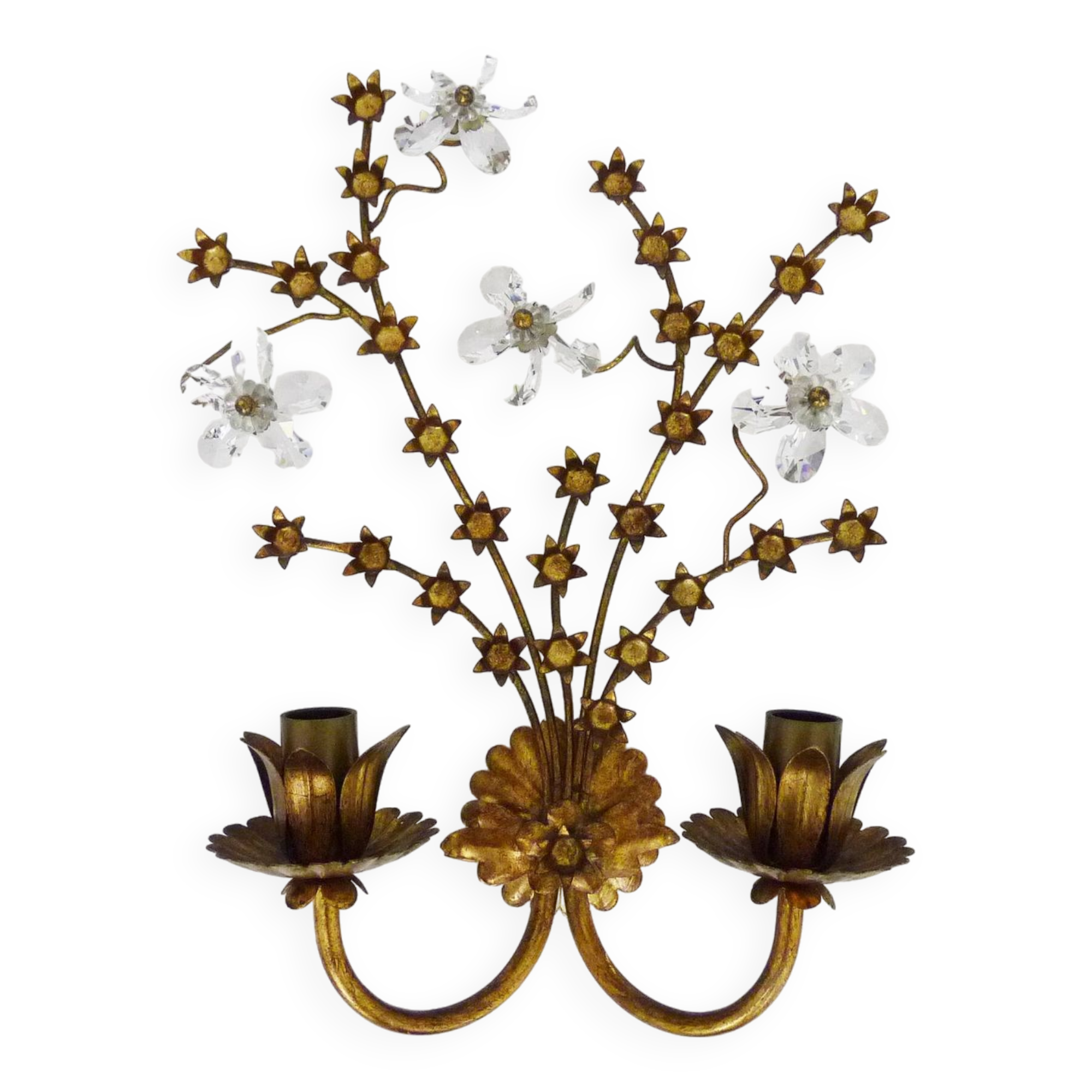 Magnificent vintage Italian wall light with Swarovski crystal, 1970s